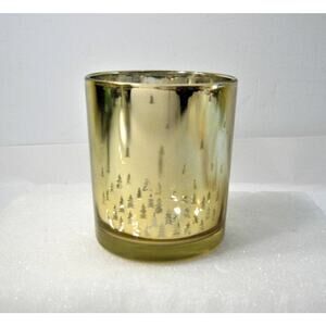 Large 4 inch Christmas Tree motif Gold Mercury Glass Tealight Candle Holder